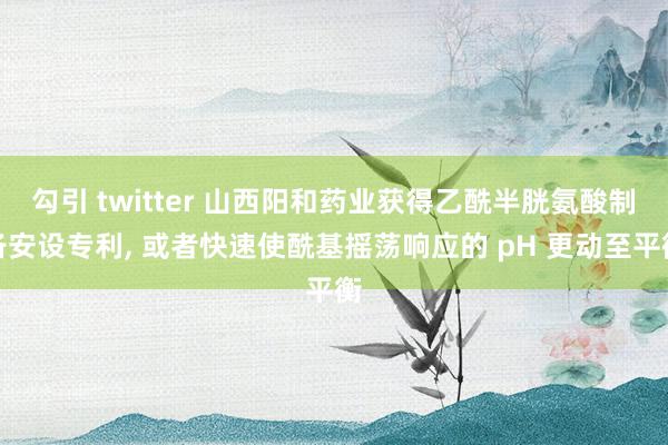 勾引 twitter 山西阳和药业获得乙酰半胱氨酸制备安设专利， 或者快速使酰基摇荡响应的 pH 更动至平衡