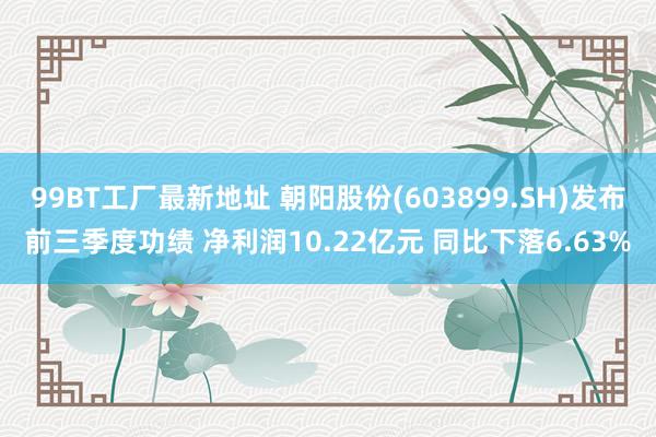 99BT工厂最新地址 朝阳股份(603899.SH)发布前三季度功绩 净利润10.22亿元 同比下落6.63%