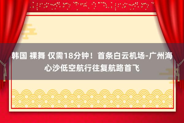 韩国 裸舞 仅需18分钟！首条白云机场-广州海心沙低空航行往复航路首飞